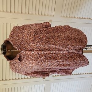 Market and Spruce Pink Floral Tie Front Button Down Shirt 3x